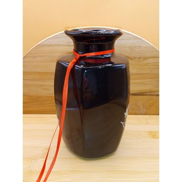 Vintage Japanese Black Transferware Birds and Flowers Porcelain Vase - Picture 4 of 7